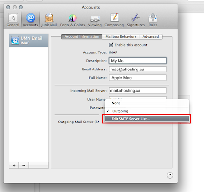 Mac Mail Account Setup