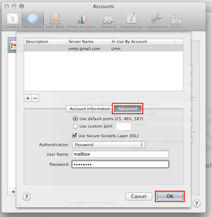 Mac Mail Account Setup